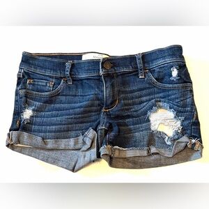 Abercrombie & Fitch Distressed Dark Blue Jean Shorts